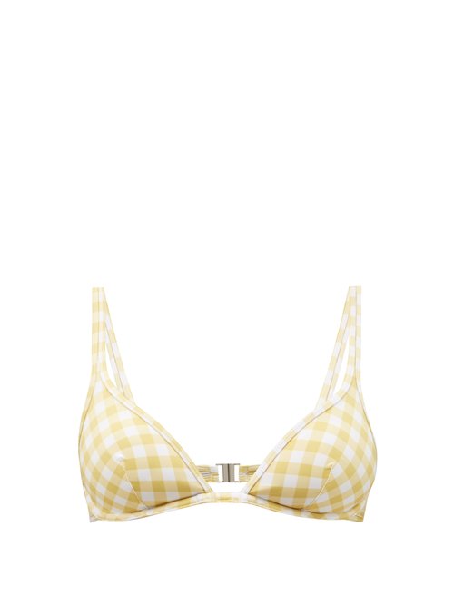 Buy Ephemera - Gingham Underwired Recycled Fibre-blend Bikini Top Yellow Multi online - shop best Ephemera swimwear sales