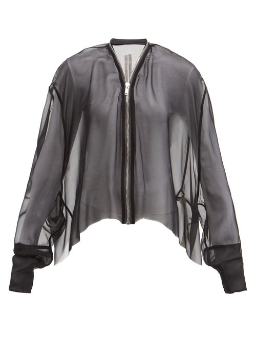 Asymmetric Zipped Silk-chiffon Jacket | Smart Closet