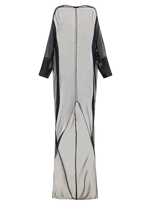 Buy Rick Owens - Eclipse Train-hem Silk-chiffon Maxi Dress Black online - shop best Rick Owens clothing sales