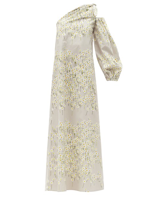 Bernadette - Lucette Daisy-print Cotton-blend Poplin Maxi Dress Grey Multi