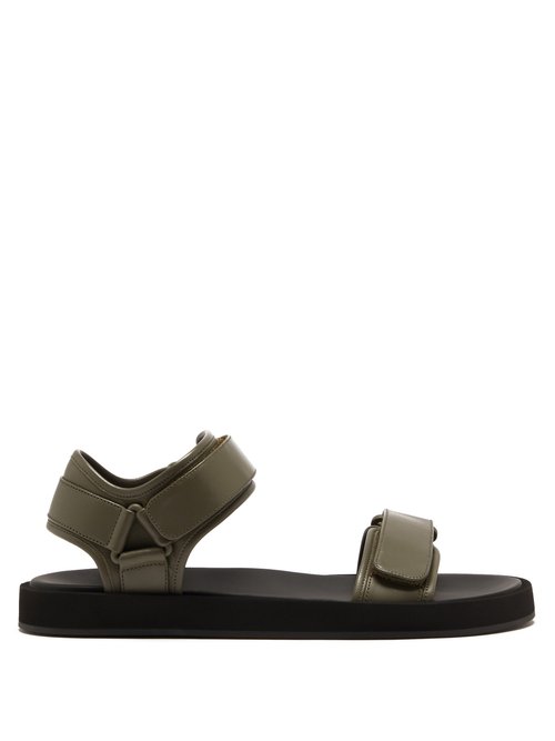 The Row - Hook And Loop Nappa-leather Sandals Khaki