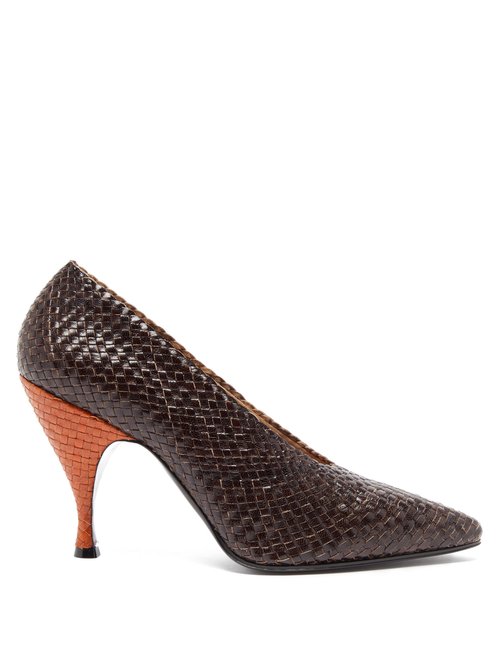 The Row - Lady D Woven-leather Pumps Brown