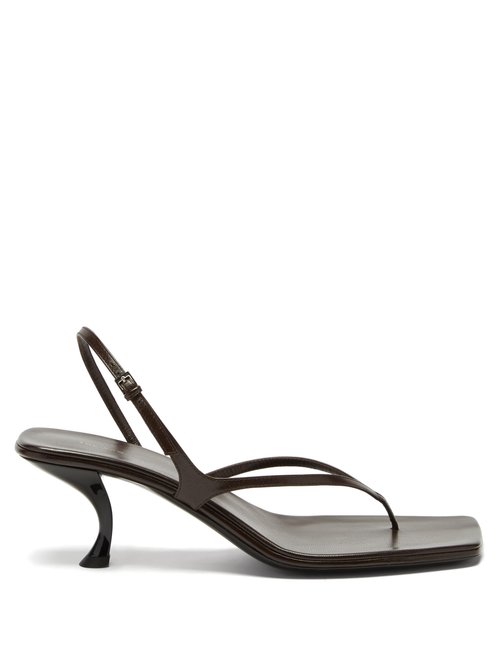 The Row - Constance Mid-heel Leather Sandals Dark Brown