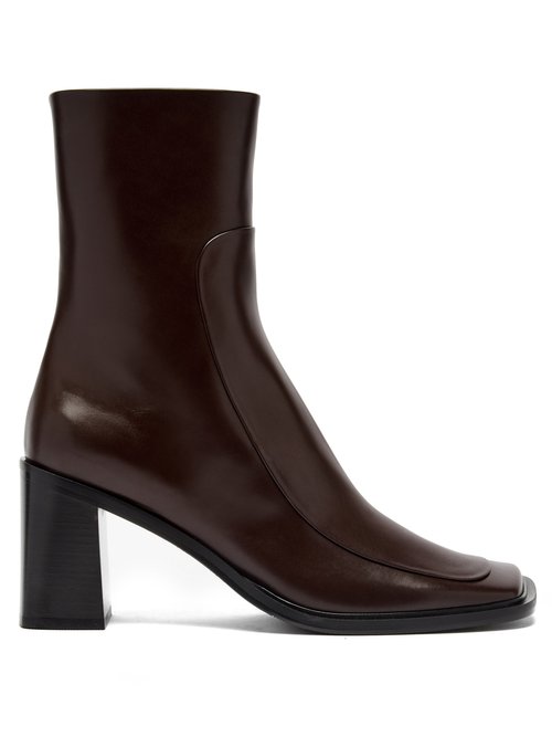 The Row - Patch Square-toe Leather Boots Dark Brown
