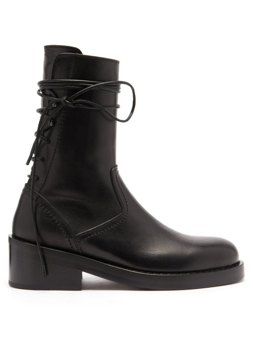 Ann Demeulemeester - Wraparound-lace Leather Boots Black