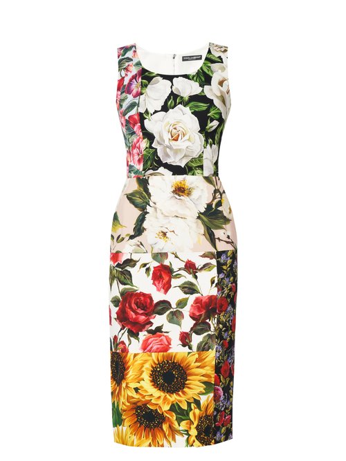 Dolce & Gabbana - Patchwork Floral-print Silk-blend Midi Dress Multi