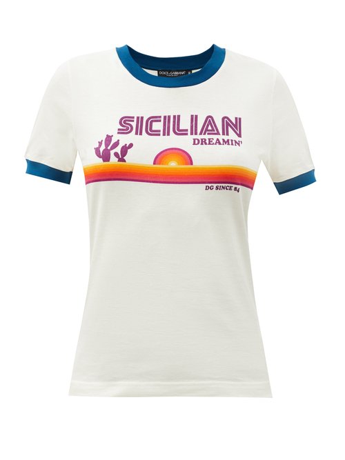 Dolce & Gabbana - Sicilian Dreamin-print Cotton-jersey T-shirt White Multi