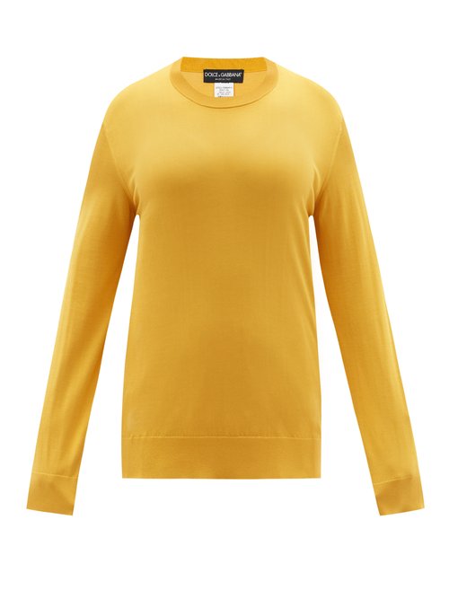 Dolce & Gabbana – Round-neck Silk Sweater Yellow