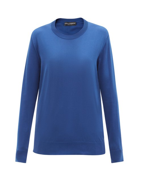 Dolce & Gabbana - Round-neck Silk Sweater Blue