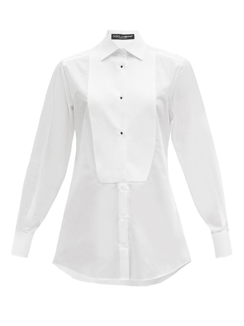 Dolce & Gabbana - Slim-fit Cotton-poplin Tuxedo Shirt White Multi