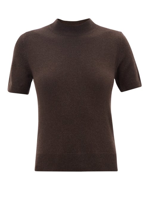 The Row - Carbo Short-sleeved Cashmere Sweater Dark Brown