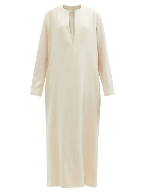 The Row - Simona Notch-neck Wool-twill Dress Ivory