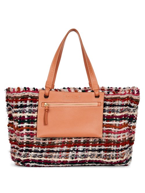 See By Chloé CECILIA UPCYCLED-TWEED AND LEATHER TOTE BAG