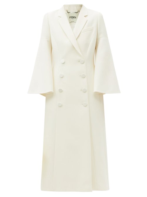 Fendi - Bell-sleeve Double-breasted Wool-blend Coat White