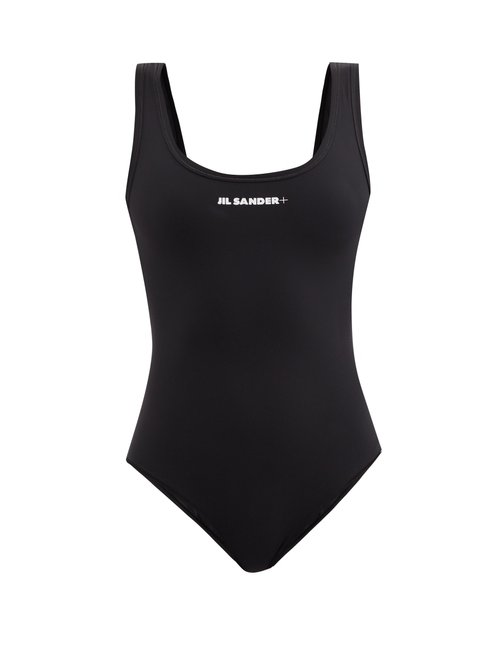 Jil Sander - Logo-print Scoop-back Swimsuit Black Beachwear