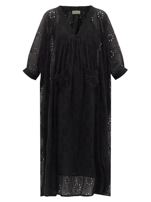 Buy Mes Demoiselles - De Beaurevoir Cotton Kaftan Dress Black online - shop best Mes Demoiselles swimwear sales