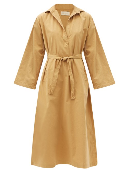 Mes Demoiselles – Marina Belted Organic-cotton Shirt Dress Camel