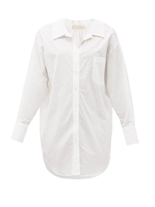 Buy Mes Demoiselles - Scharade Longline Cotton-poplin Shirt White online - shop best Mes Demoiselles 