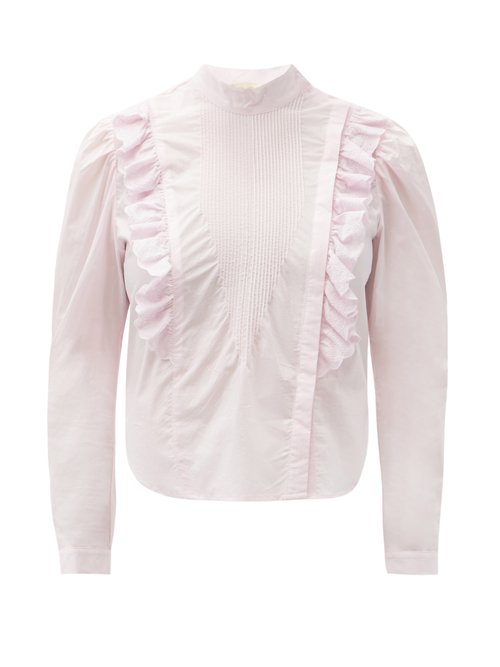 Buy Mes Demoiselles - Schiaparelli Ruffled Cotton-poplin Blouse Light Pink online - shop best Mes Demoiselles 