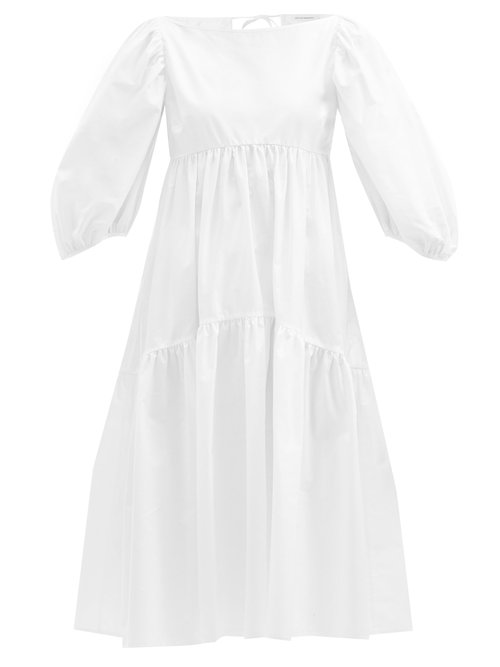 Cecilie Bahnsen - Helena Balloon-sleeve Organic-cotton Midi Dress White