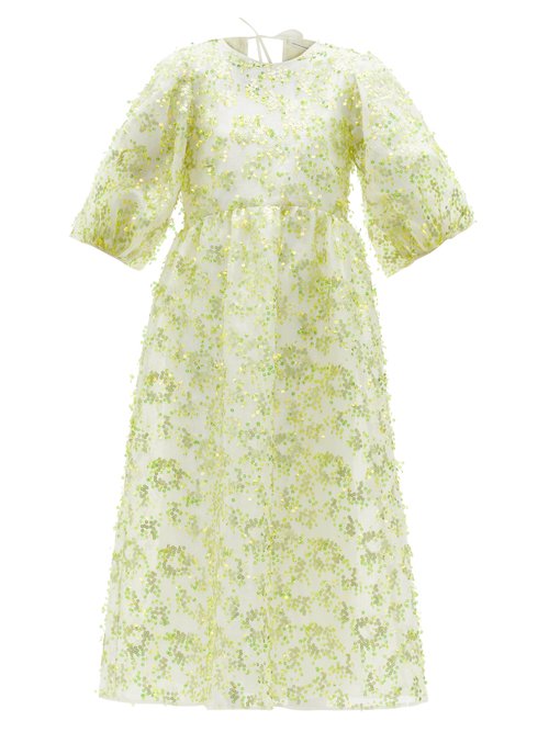 Cecilie Bahnsen - Karmen Sequinned Organza Dress Green Multi