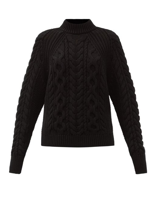 Cecilie Bahnsen - Frederica Open-back Cable-knit Cotton Sweater Black