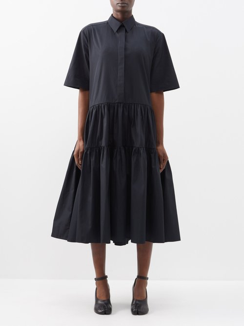 Cecilie Bahnsen - Edition Primrose Tiered Cotton-poplin Shirt Dress Black