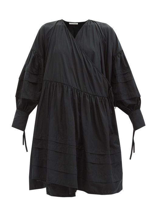 Buy Cecilie Bahnsen - Edition Amalie Recycled-faille Wrap Dress Black online - shop best Cecilie Bahnsen clothing sales