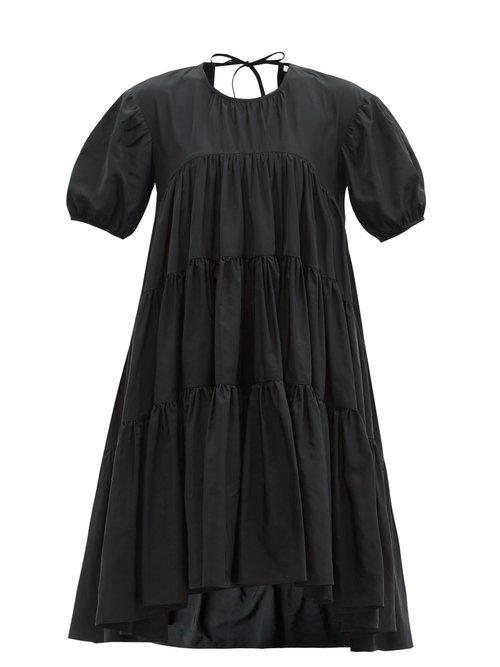 Cecilie Bahnsen - Edition Esme Tie-back Tiered Recycled-faille Dress Black