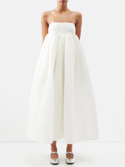 Cecilie Bahnsen - Edition Beth Square-neck Linen-blend Cloqué Dress White