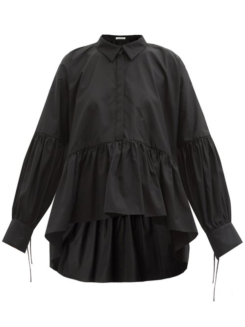 Buy Cecilie Bahnsen - Edition Andrea Balloon-sleeve Organic-cotton Top Black online - shop best Cecilie Bahnsen 