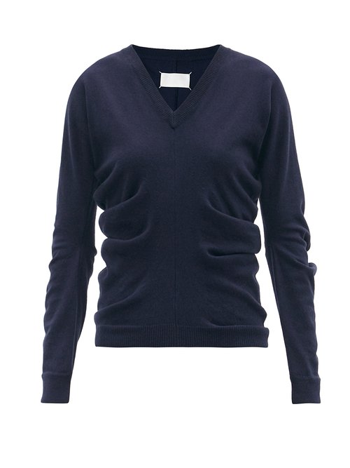 Maison Margiela – Four-stitches Cashmere And Cotton-blend Sweater Navy