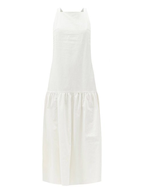 Sir - Martine Gathered-hem Linen-blend Dress Ivory