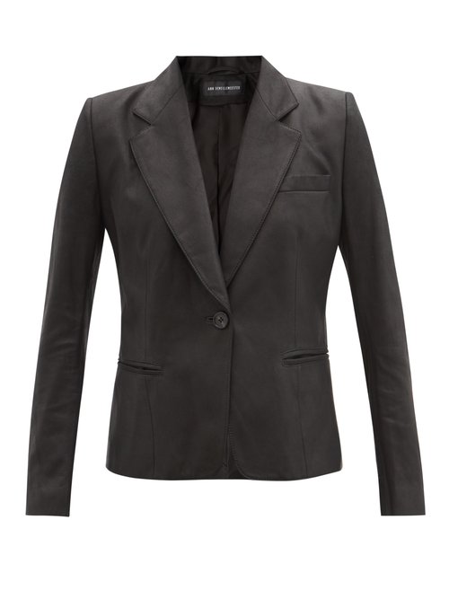 Ann Demeulemeester - Angelina Single-breasted Leather Jacket Black