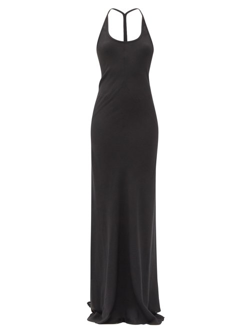 Buy Ann Demeulemeester - Sofia Racerback Wool-blend Jersey Maxi Dress Black online - shop best Ann Demeulemeester clothing sales