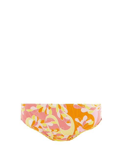 Emilio Pucci – Mid-rise Lilly-print Bikini Briefs Orange Print Beachwear