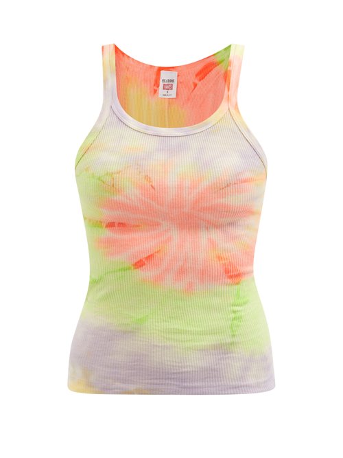 Re/Done - Tie-dye Ribbed Cotton-jersey Tank Top