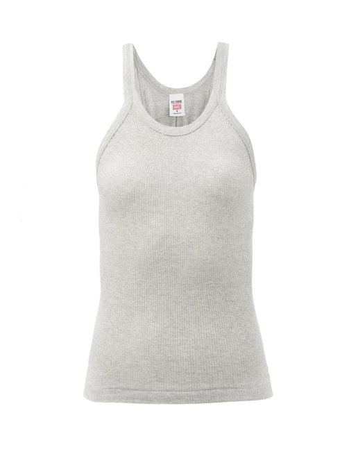 Re/Done - Ribbed Cotton Tank Top Light Grey