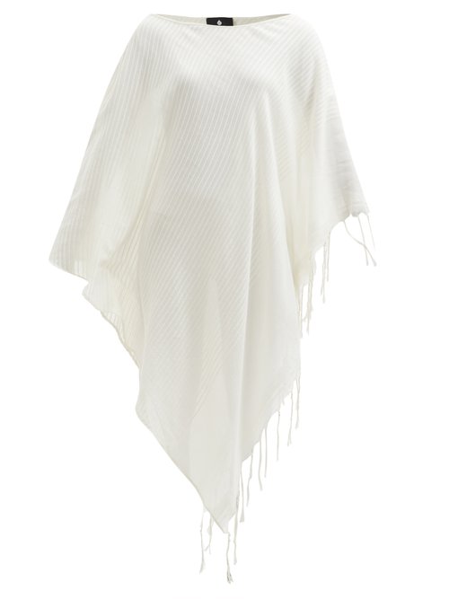 Su Paris - Syama Fringed Striped Cotton-voile Coverup Ivory Beachwear