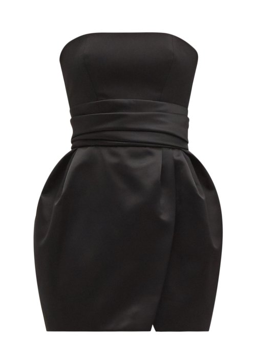 Alexandre Vauthier – Strapless Wool And Satin Mini Dress Black
