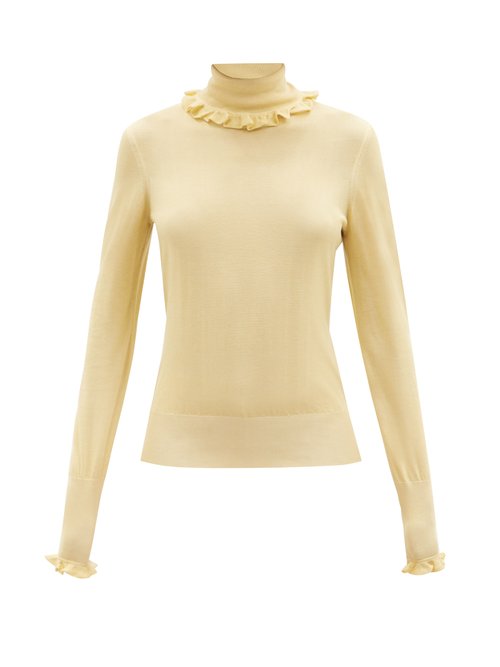 Victoria Beckham - Ruffled Roll-neck Sweater Yellow