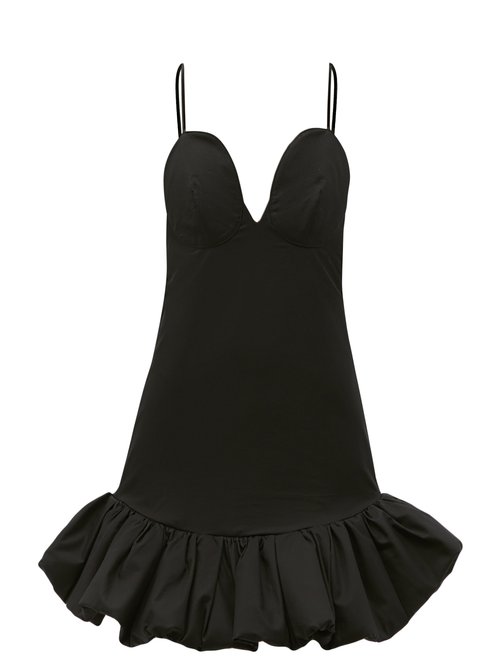 Khaite – Sienna Bubble-hem Cotton Mini Dress Black