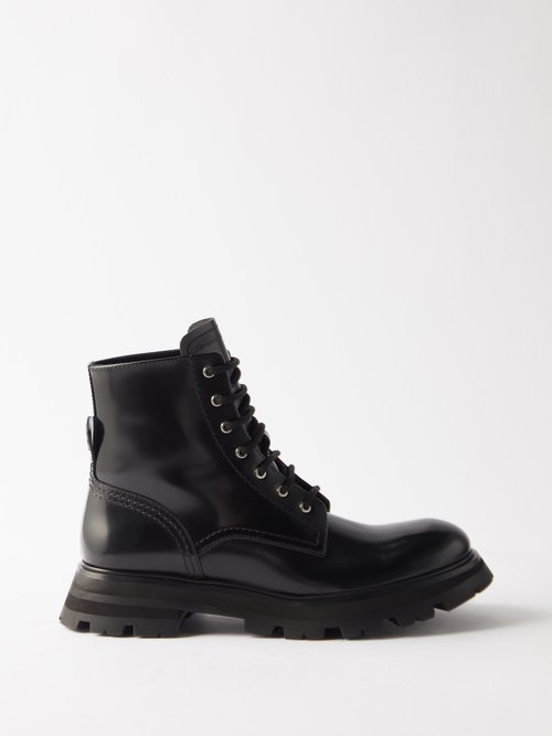 Alexander Mcqueen - Wander Exaggerated-sole Leather Boots Black
