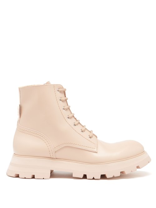 Alexander Mcqueen - Wander Exaggerated-sole Leather Boots Light Pink