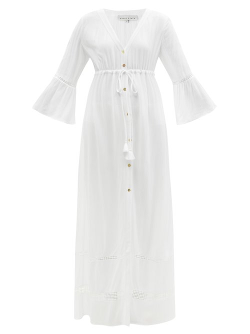 Heidi Klein - Lace-insert Plissé Voile Maxi Dress White | Coshio Online ...