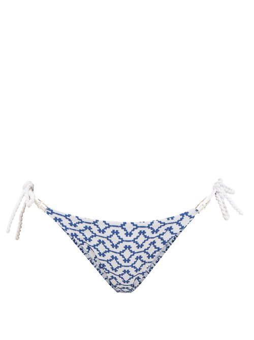 Heidi Klein - Mykonos Side-tie Bikini Briefs Blue Print Beachwear