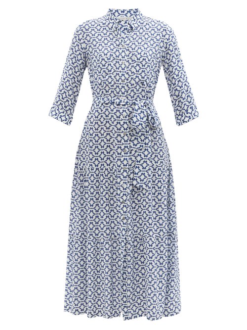Heidi Klein - Tiered Geometric-print Recycled-fibre Maxi Dress Blue Print