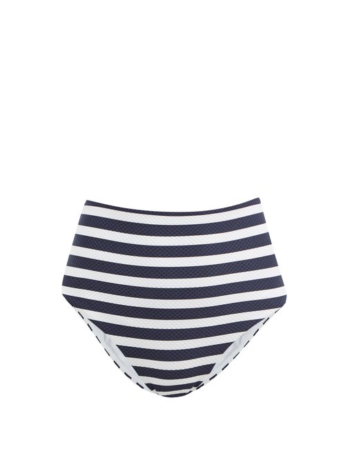 Heidi Klein - Monterey Striped High-rise Bikini Briefs Navy Multi Beachwear
