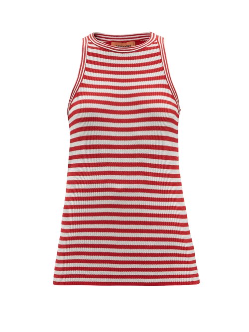 Missoni - Striped Sleeveless Metallic-jersey Top Red White
