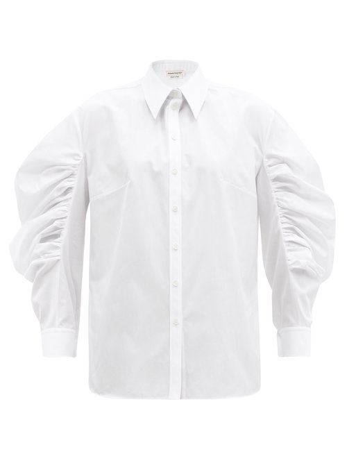 Alexander Mcqueen - Balloon-sleeve Cotton-poplin Shirt White